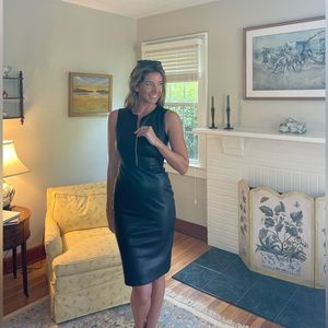 Black Faux Leather Knee-Length Dress (Size 4); fits 2/4